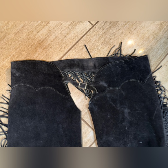 Barnstable Riding Fringed Leather Chaps - See Measurements - Picture 2 of 11